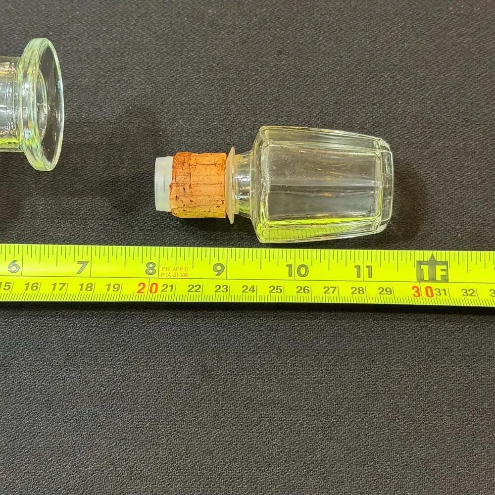 Vintage Octagonal Glass Decanter Bottle with Cork Stopper